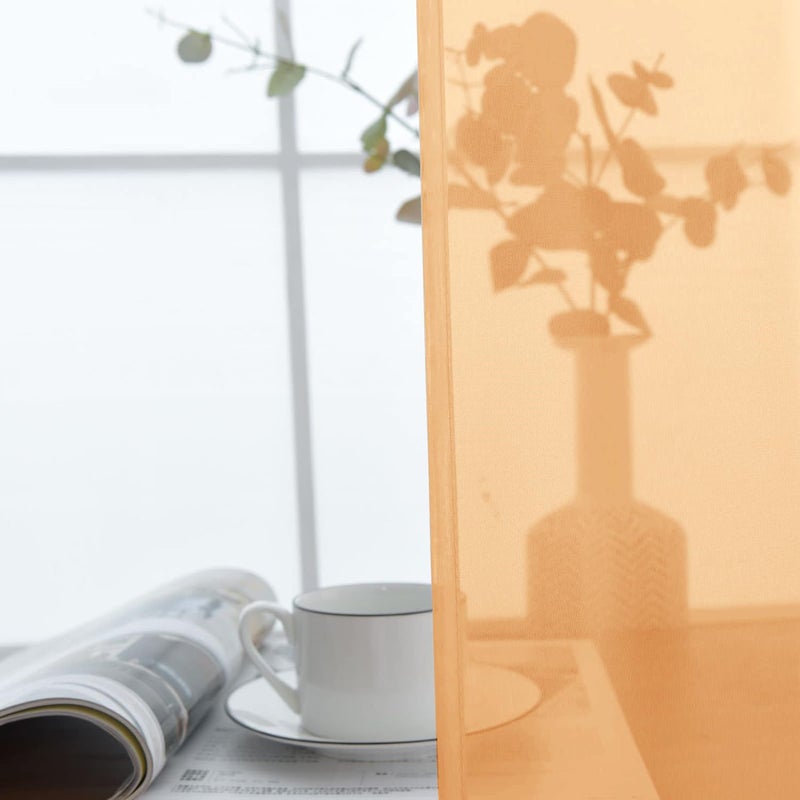 SpaceDresser Sheer Voile Window Treatment Rod Pocket Curtain Panels for Kitchen Bedroom Living Room Drapes Sunlight Filtering Privacy Semi Home Decor Assorted Colors Sizes (Beige, 52 W x 90 L) - Image 5